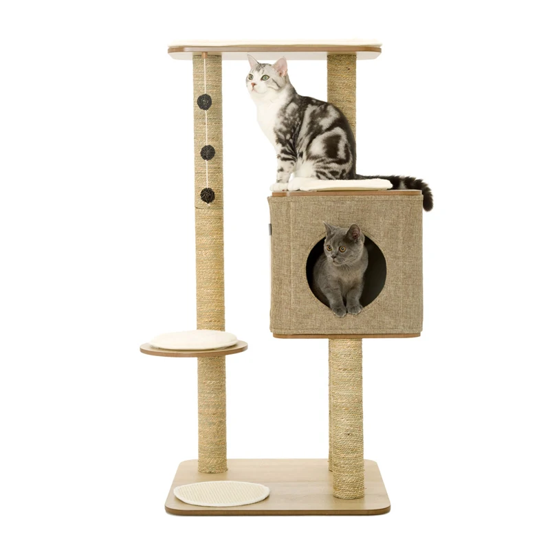 Лидер продаж, деревянная большая кошачья лазанья, деревянная чесалка для кошачьего дерева, Высококачественная башня для кошачьего дерева с кошачьей стойкой для царапин