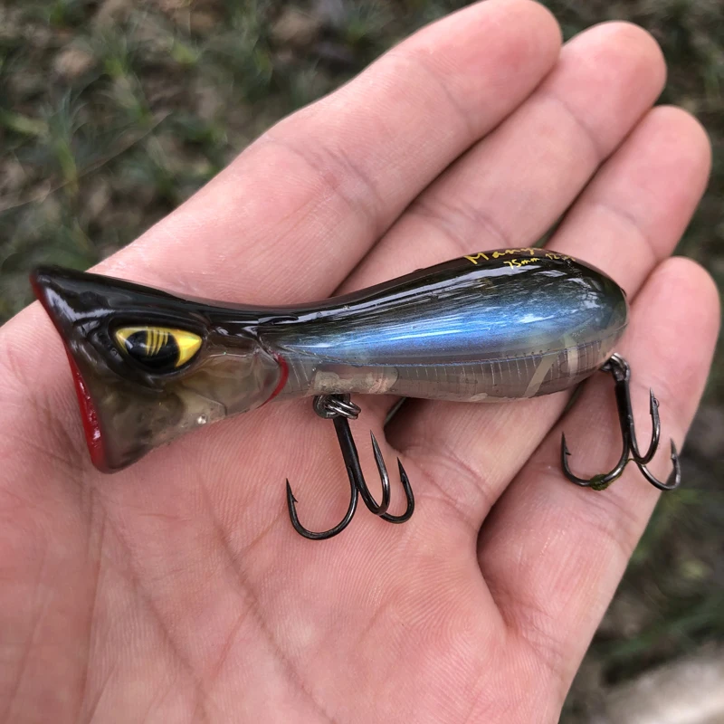 12.5g 75mm Popper Lure Fishing Topwater Plastic Hard Lure Floating Artificial Popper Bass Fishing Popper