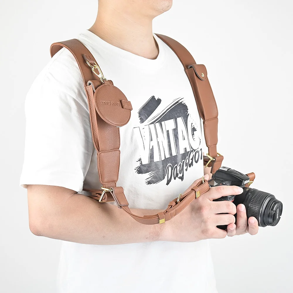 Best Quality Dual Camera Microfiber Leather Harness Strap 100% Shoulder  Camera Straps