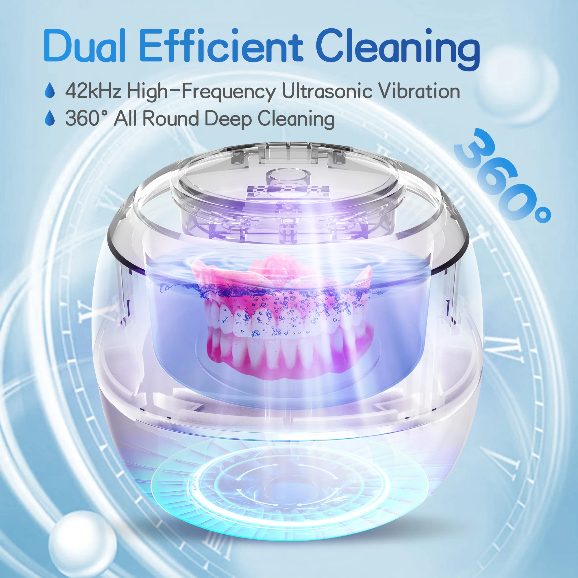 OEM Dental Ultrasonic Cleaning Machine with 180ml Stainless Tank Household Dental Pod Ultrasonic Cleaner for Dental Appliances