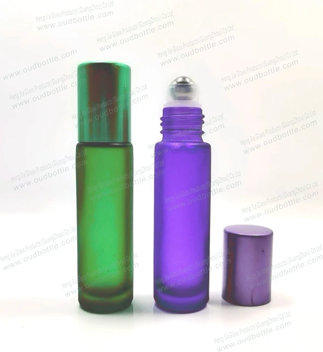Accept small order 5ml new frost colorful glass roll on bottle with steel roller
