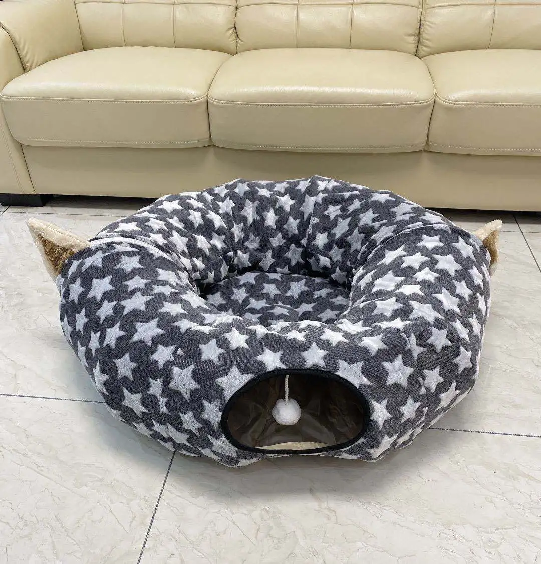 2022 Hot Sale  cat tunnel toy foldable cat channel rolling ground chinchilla litter cat bed pet toy