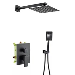 Wall Mount black Rainfall Shower Faucet Set Chrome Bathroom Waterfall System bathroom shower faucet Concealed shower set