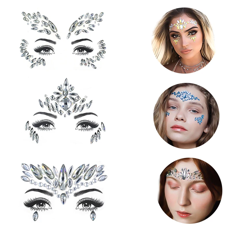 Hot Selling Popular Body Tattoo Self Adhesive Face Crystal Jewels Rhinestones Gem Sticker Face Crystal Stickers