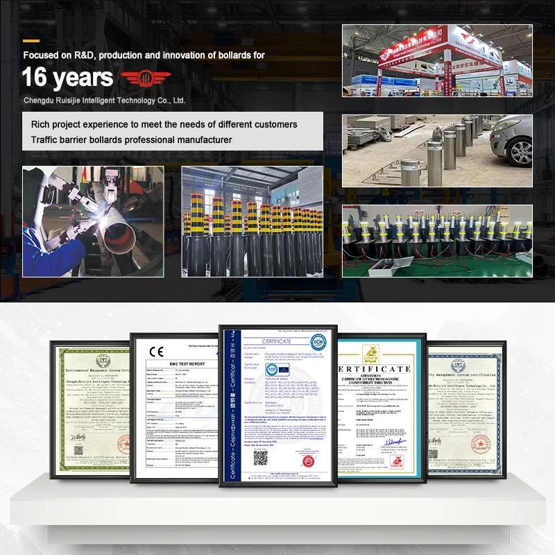 Separated Hydraulic Rising Up Steel Post Road Safety Parking Fully Automatic Retractable Split Column Bollards