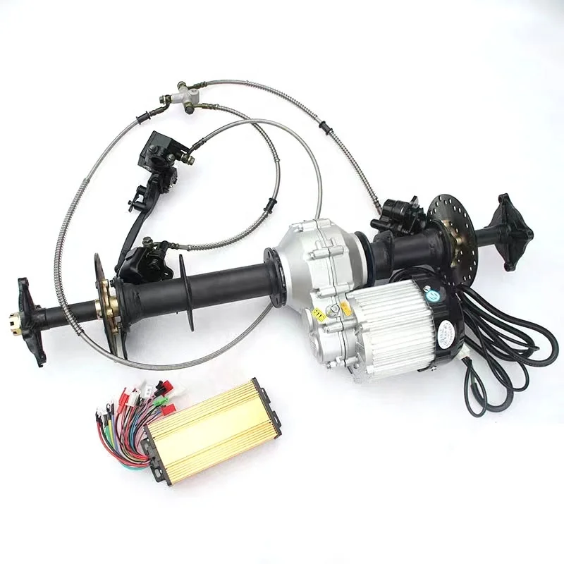 Electric Go Kart Chassis Complete Parts Kits Rear Bldc Motor Differential Transaxle with 48v/60v 500w/750w/1000w Power