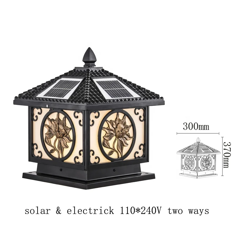 
new type aluminum metal garden led solar pillar light 
