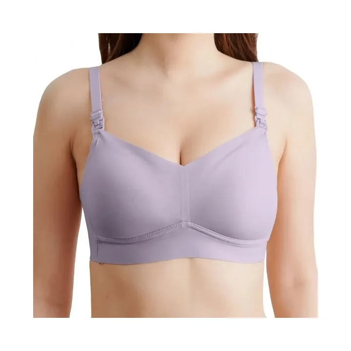 Wholesale High Quality Silk Seamless Nursing Tshirt Bra Lace XL Three Hook-And-Eye Closure Plain Breathable Nursing