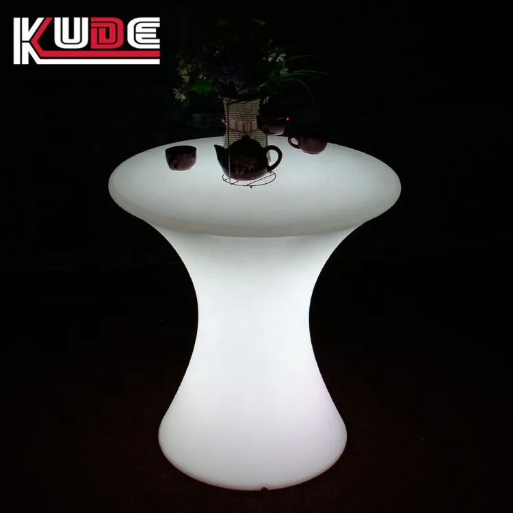 Waterproof LED outdoor furniture Rechargeable Battery Powered IP65 luminous plastic side table round table