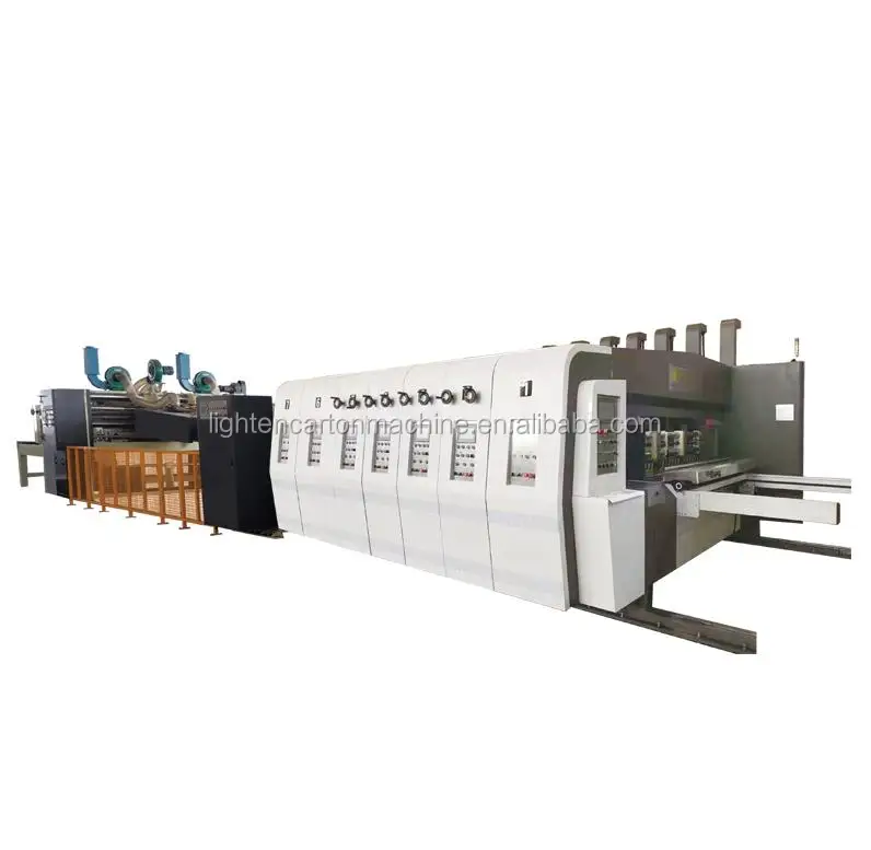 Automatic flexo printing slotting rotary die cutting machine inline folder gluer