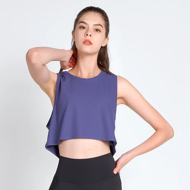 High Quality hot selling loose  Blank customize logo Yoga vest sports style gym woman tank top shirts