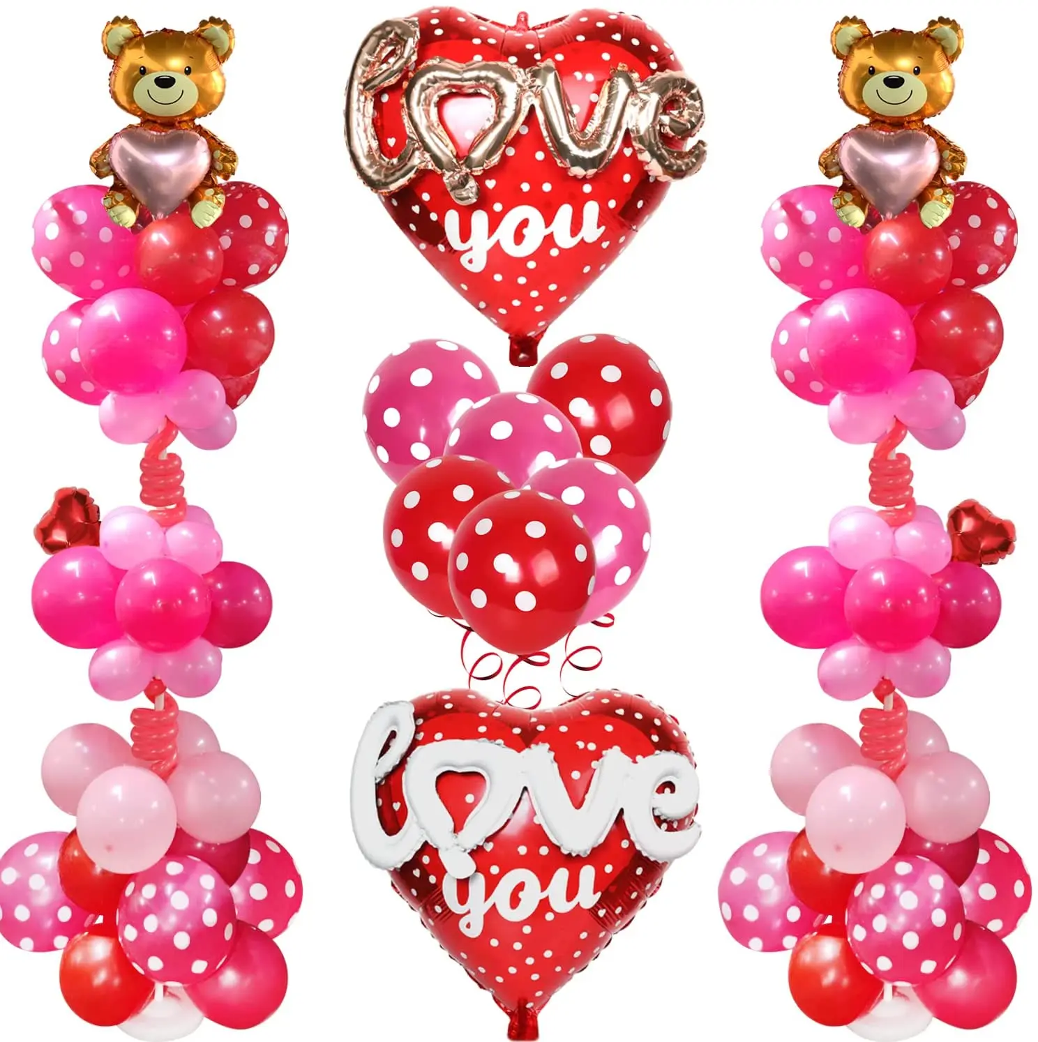 Valentines Day Balloons Kits Special Bear 24 Inch Love You Heart Balloon Supplies for Happy