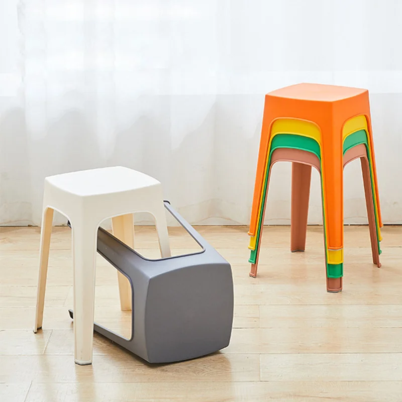 Plastic Stool Thicken Household Living Room Stacked Small Bench Fashion Creative Square Stool Plastic Chair Stackable