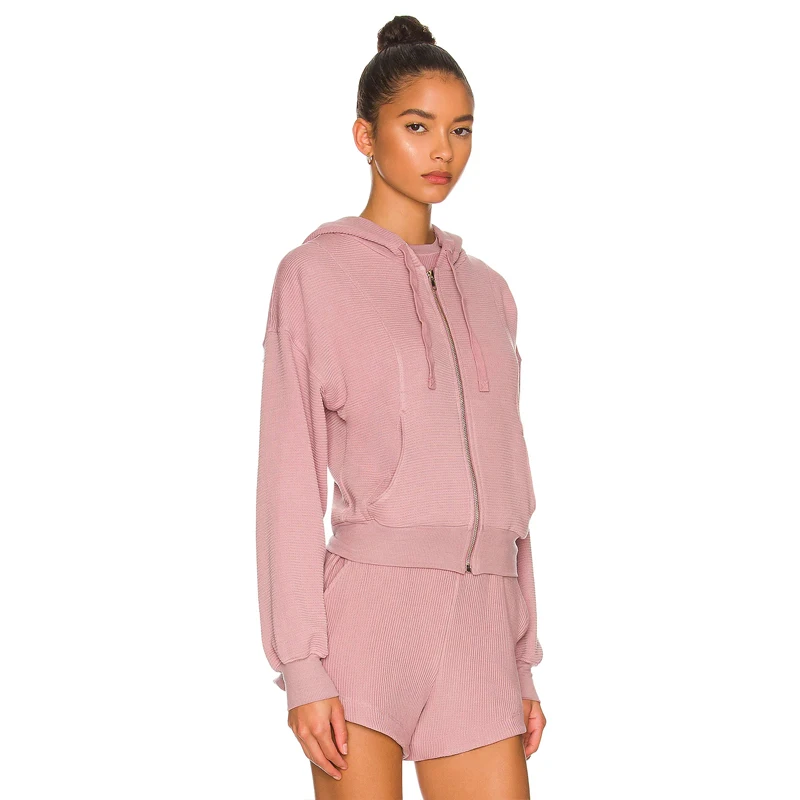 New fashion womens contracted leisure vintage long sleeve hoodie Shorts three piece suit