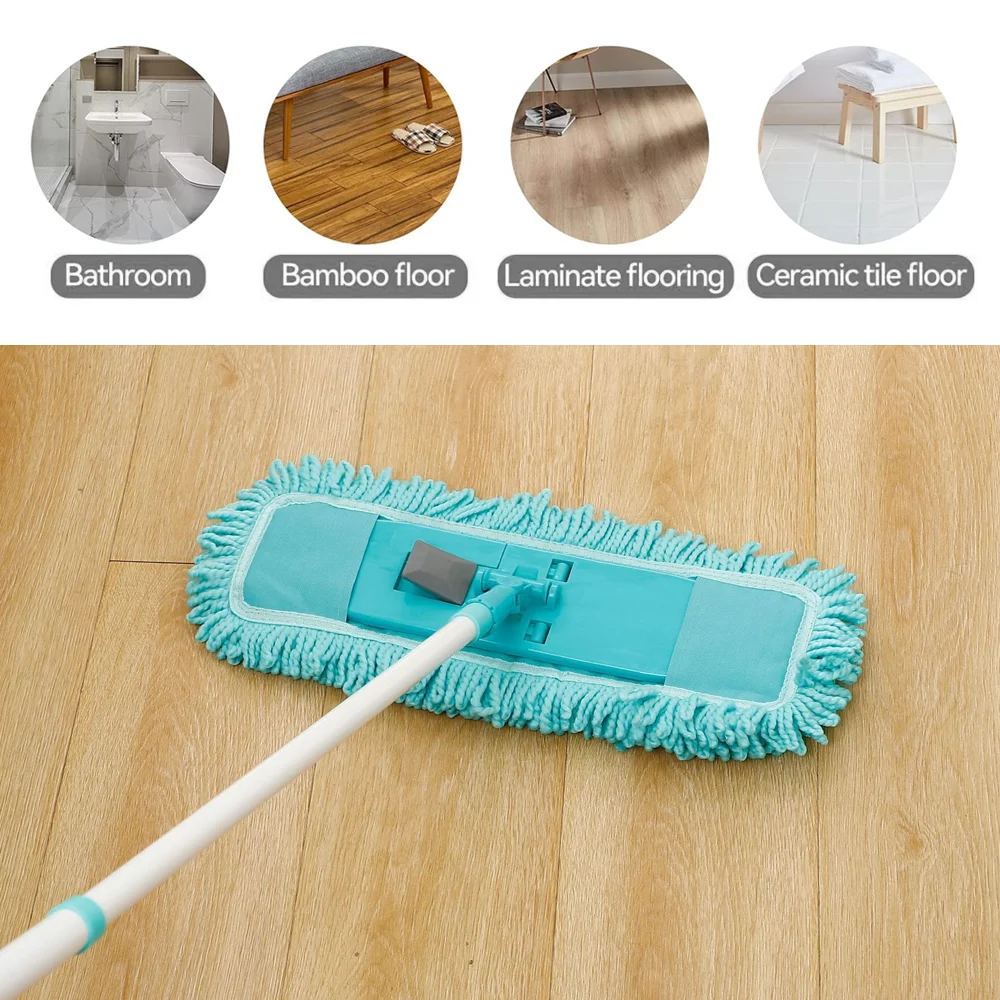 Factory Wholesale Highly Absorbent Telescopic Iron Pole Yarn Flat Mop Household Magic Cleaning Supplies
