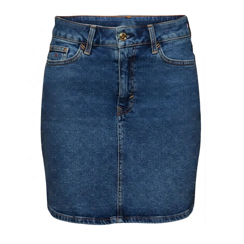 Oem Women New Fashion Wax Denim mini skirt Vintage High Waist button Female Short skirt