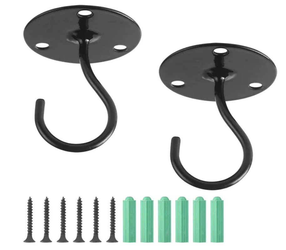 Ceiling hooks metal hooks, wall-mounted hooks used to hang bird feeders lanterns indoor and outdoor supplies black 2 packs