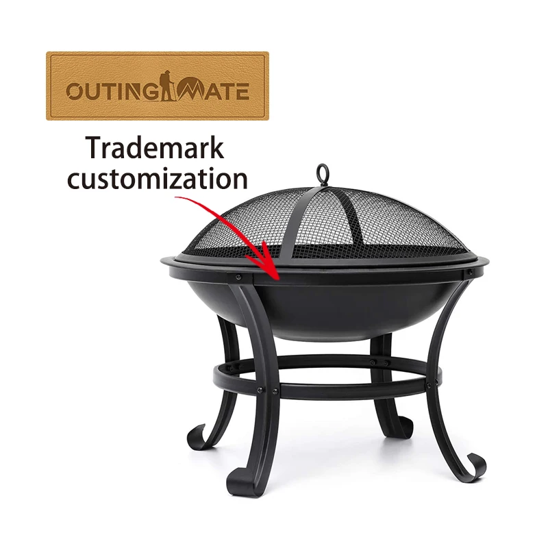 Outing Mate 22 inch Outdoor durable steel with high -temp bronze paint large fire bowl for Outside with Spark Screen