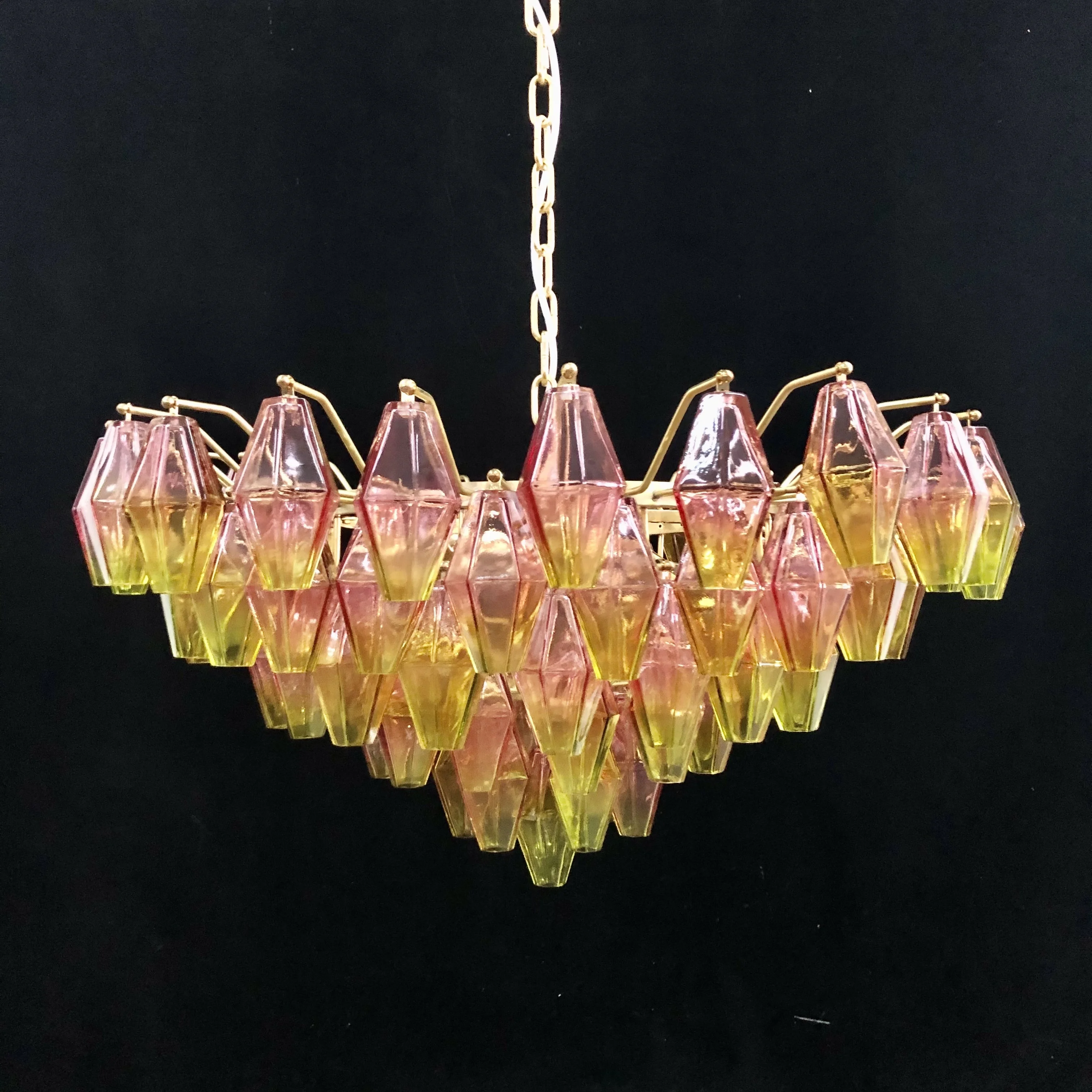 Art Nouveau Handmade Vintage Venini Murano Glass Chandelier Pendants Light Gold Metal frame For Dinning Home decor