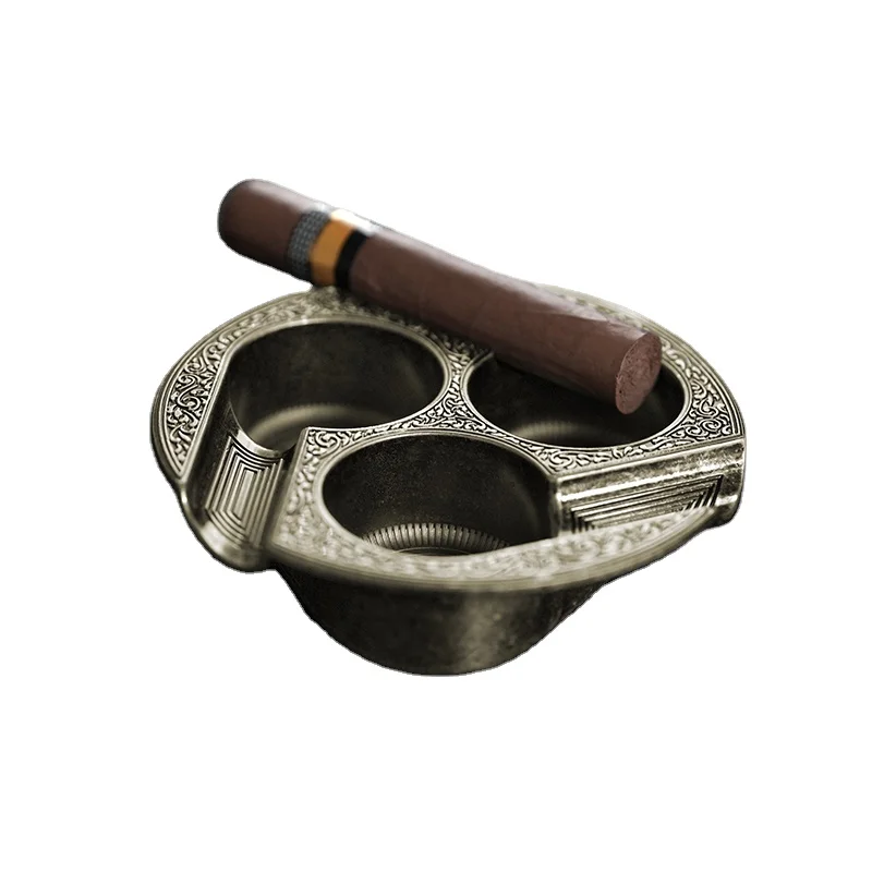 Custom Logo Luxury Smoking Accessories Three Slot Cigar Ashtray For Home,Office,Cigar Bar