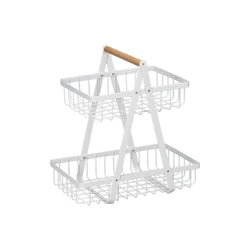 Countertop Organizer Kitchen Storage  Basket Metal Wire Fruit Bowl Bread Basket Vegetable Rack Kitchen 2-Tier Fruit Basket