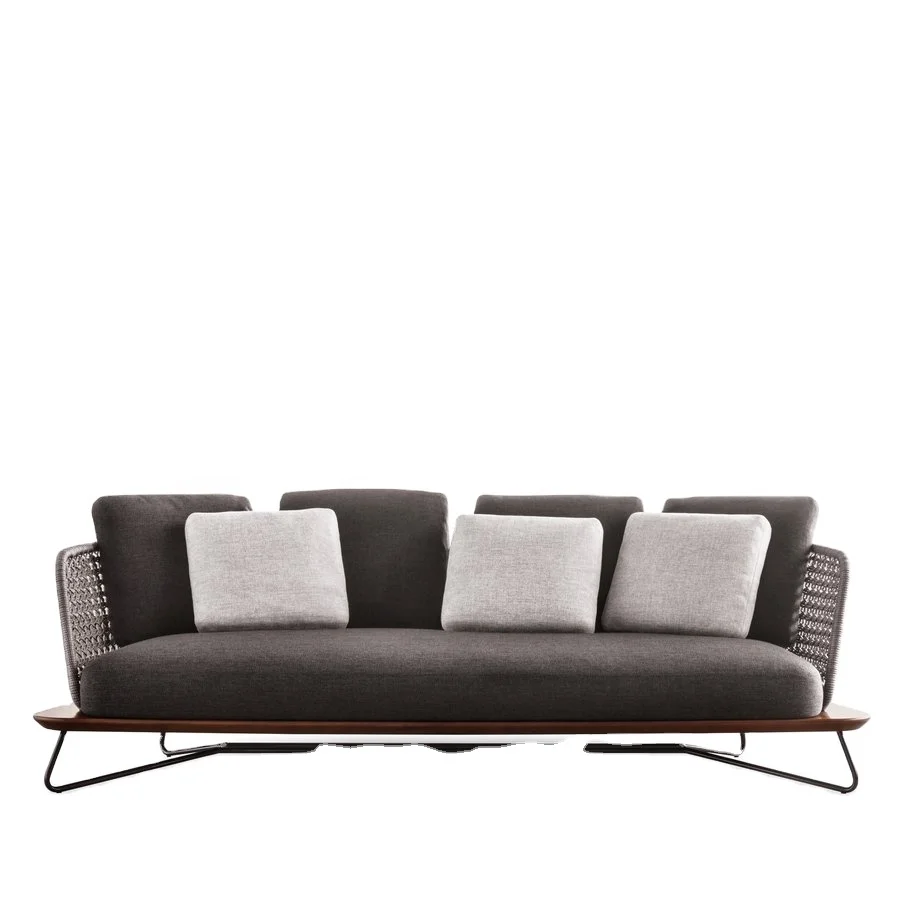 Modern Courtyard Aluminum Lounge Sofa Rope Garden Furniture Sofa For Wholesale