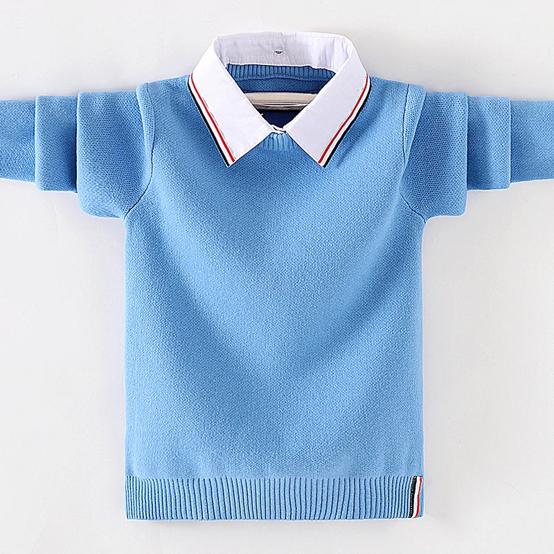 
latest solid color pullover sweater for boys kids computer Knitted autumn and winter inch collar sweater fashion cold proof 