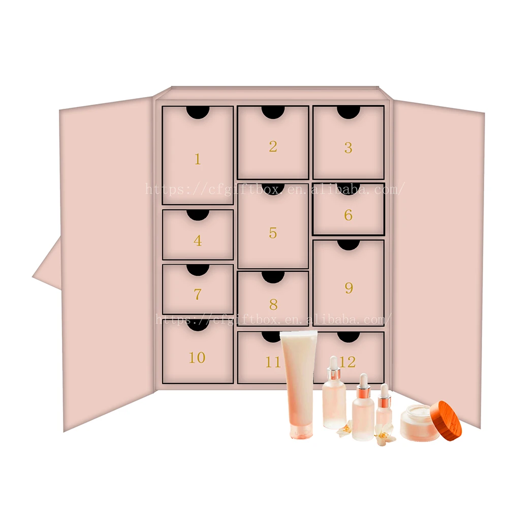 Packaging Customized Jewelry Cosmetic Beauty  Cookie 12 24 Day Of Advent Christmas Countdown Calendar Gift Box