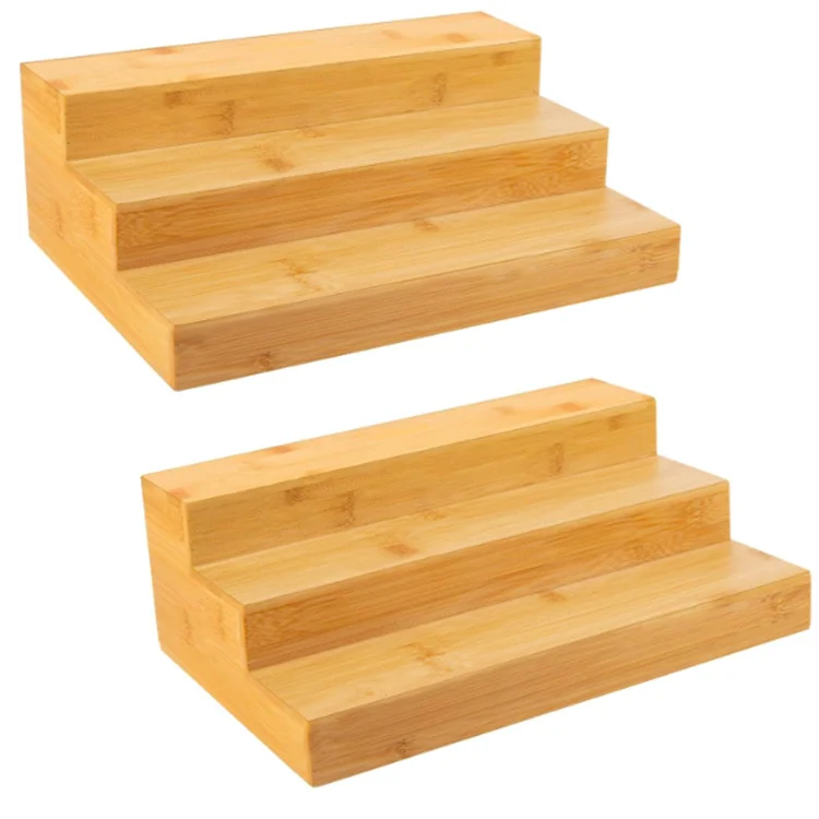 Cabinet 3 Tier Counter Top Step Spice Shelf Custom Bamboo Spice Rack Organizer