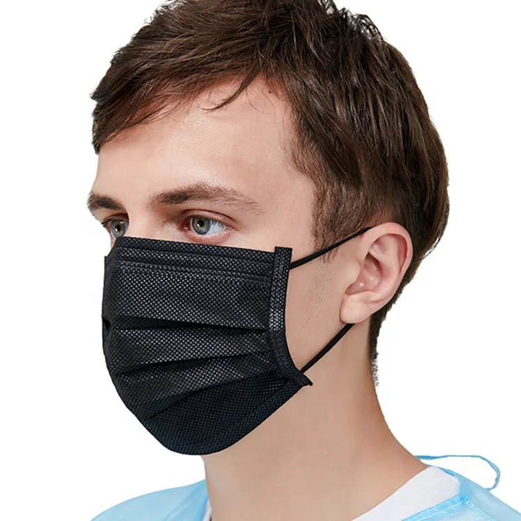 High quality CE certified customized adult mask  3 ply layers fabric black  disposable comfortable  protective medical mask