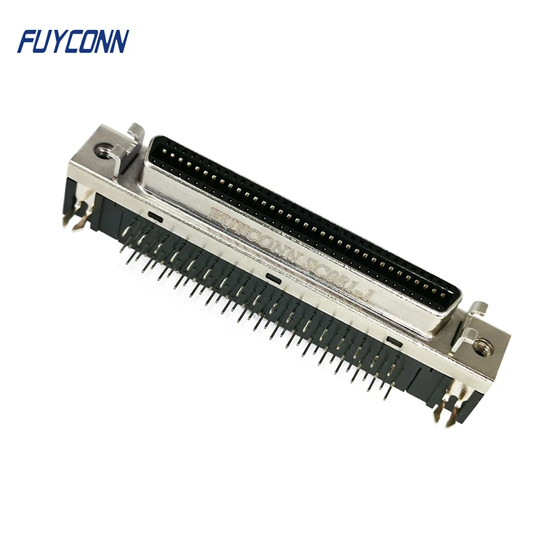 Mini D Ribbon MDR Connector Right Angle PCB 68Pin SCSI Connector, 1.27mm pitch R/A Female 68 pin SCSI Servo Connector