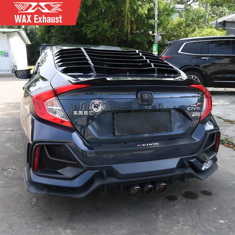 Performance Valvetronic Exhaust System for Honda Civic 2016-2021 Valved Exhaust Catback Carbon Fiber Tri-outlet Taippipes