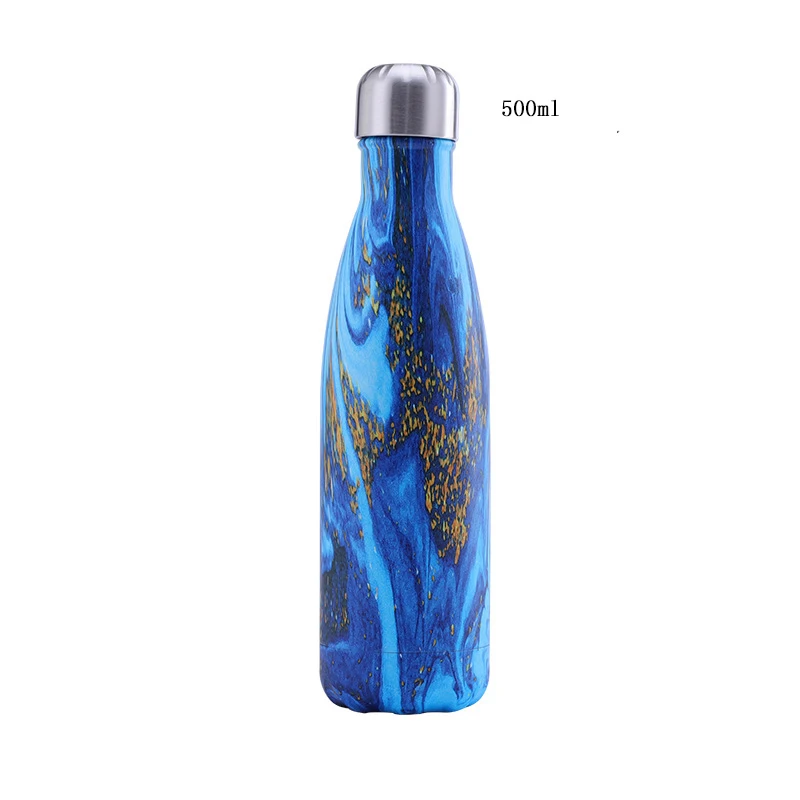 Stocked Double Wall Stainless Steel Drinking Bottle Wood Grain Vacuum Insulated Water Bottle