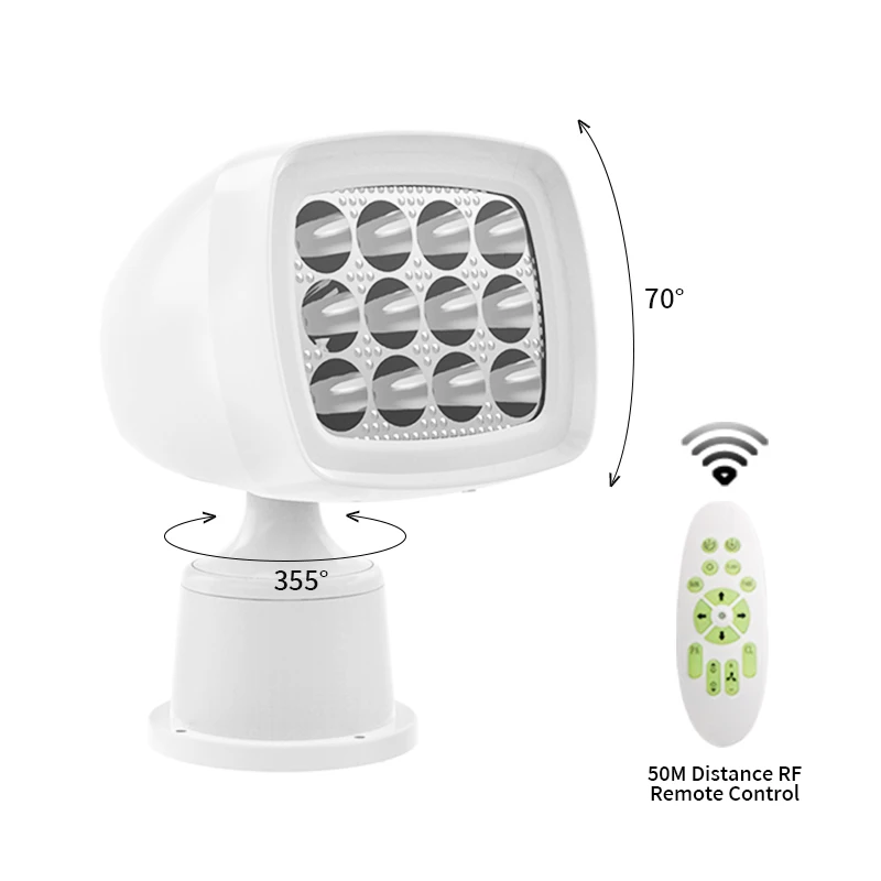 Marine 12v/30v Yacht Boat Ship Remote Control cool white Hid Led Searchlight With Wire Searchlight Lamp