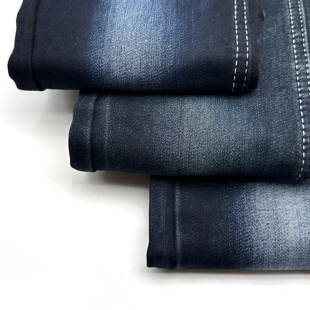 Aufar blue grey color special craft jacquard stretch denim fabric made in China 11.2oz width 138-140cm for winter ZMTAL1G6037