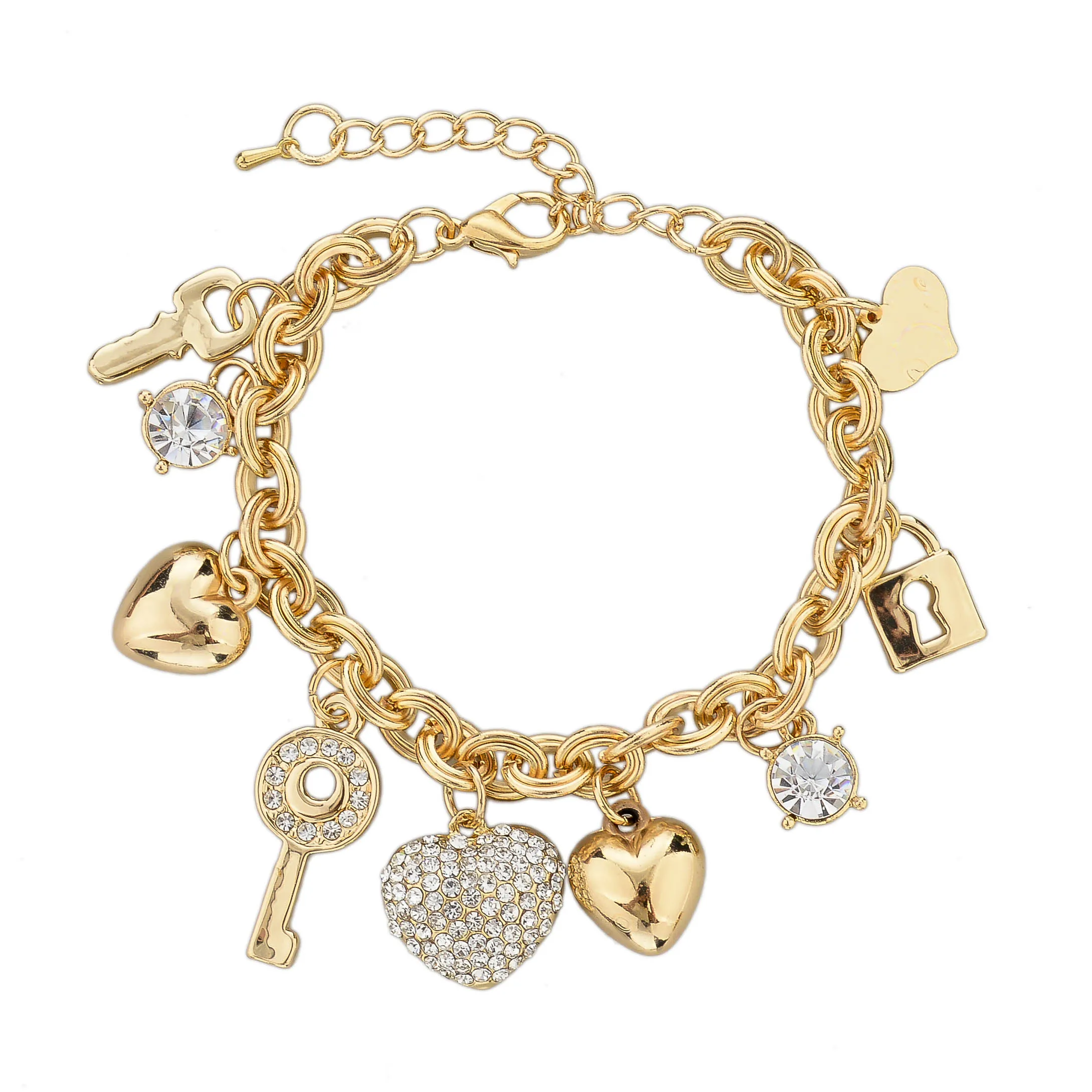 LongWay Heart Beetle Charm Bracelets Bangles for Women Gold Color Austrian Bracelet Crystal chain Pulseras Charm Bracelet