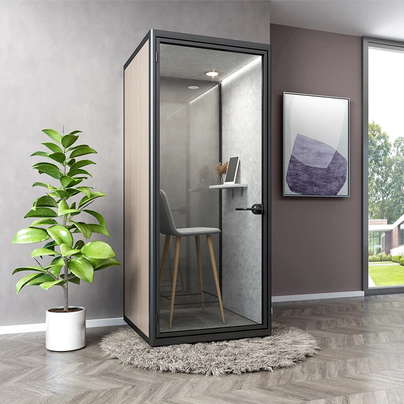 Silent Privacy Movable Prefab Outdoor Garden Office Privacy Acoustic Meeting Phone Pods With Seating