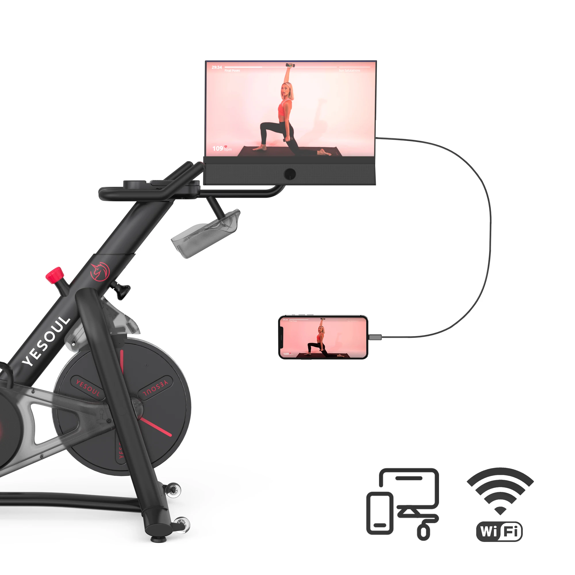 Yesoul G1M Plus  Exercise Bike with TV Screen, Magnetic Resistance Silent Belt Drive Home Cardio Gym