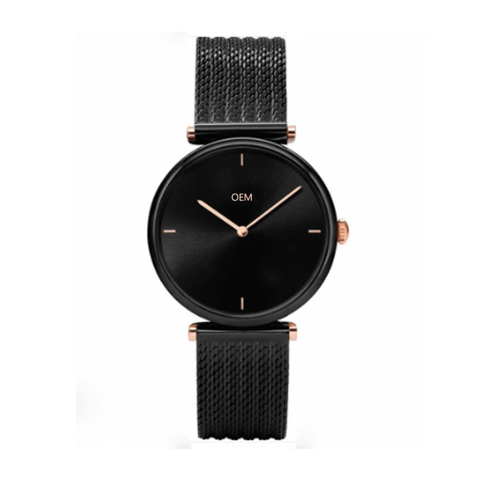 Часы наручные женские из нержавеющей стали элегантные модные простые кварцевые с плетеным металлическим ремешком меньшим количеством света