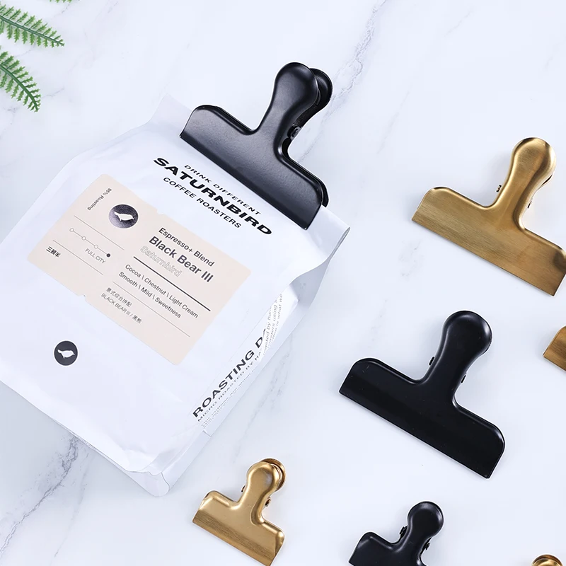 Wholesale Hot Sale Kitchen Metal Food Sealing Clip Stainless Steel Snack Coffee Food Sealing Clip