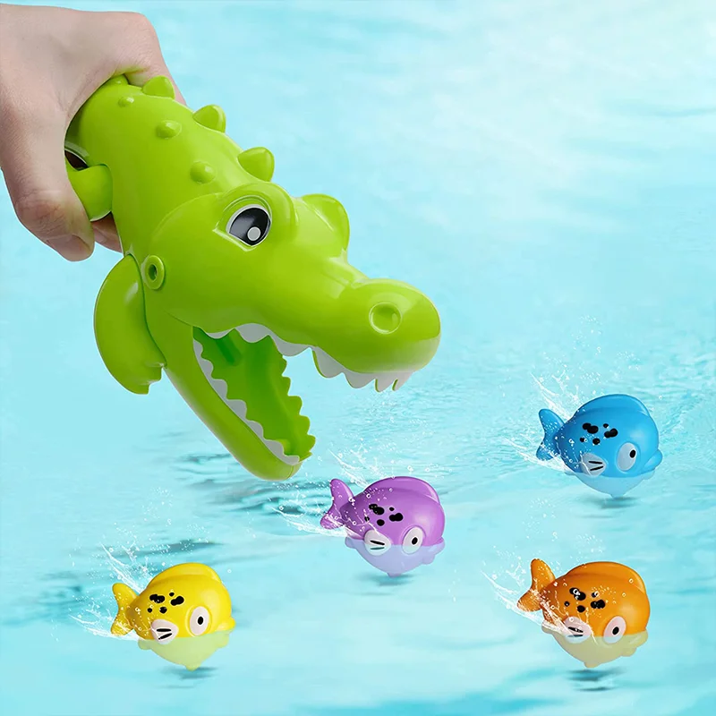 Baby Bath Toys Floating Crocodile Fishes Swimming Pool Games Water Play Set Gift Bathtub Shower Beach Bath Toys For Kids