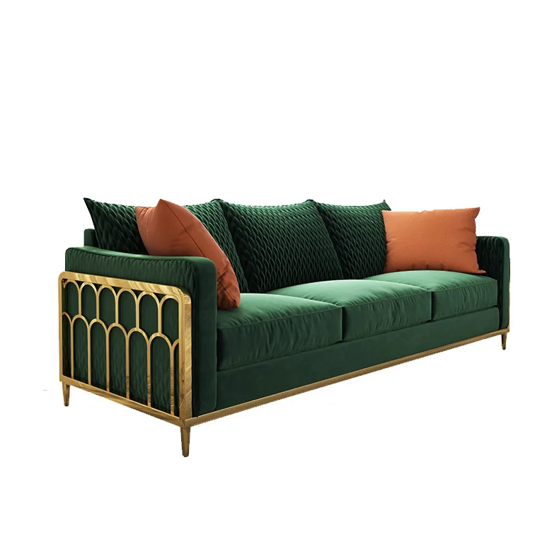 Hot Sell Hotel Fabric leather Sectional With Stainless Frame Hotel Living Room sofa