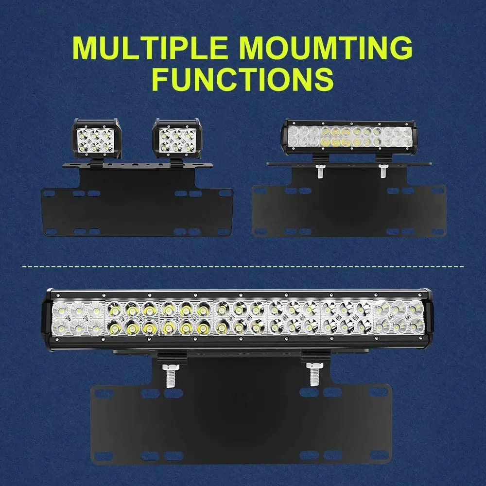 Universal Heavy Duty Front BumperBbull Bar License Plate Mount Bracket Holder Compatible With LED Light Bar