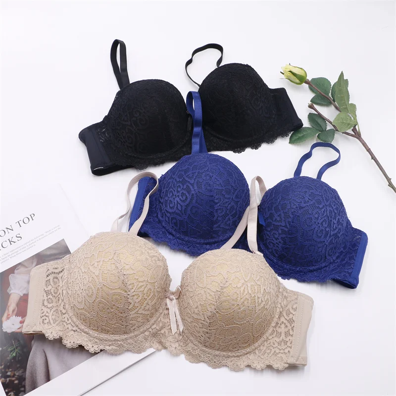 JUNXI Sexy Floral Lace Bra Thin Wire Lace Mesh Brassiere Breast Massager Bra High Quality Bra