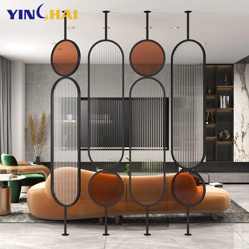 Custom Modern European Style Oval With Glass Metal Stainless Steel Screen Partition for Living Room Decoration Room Divider