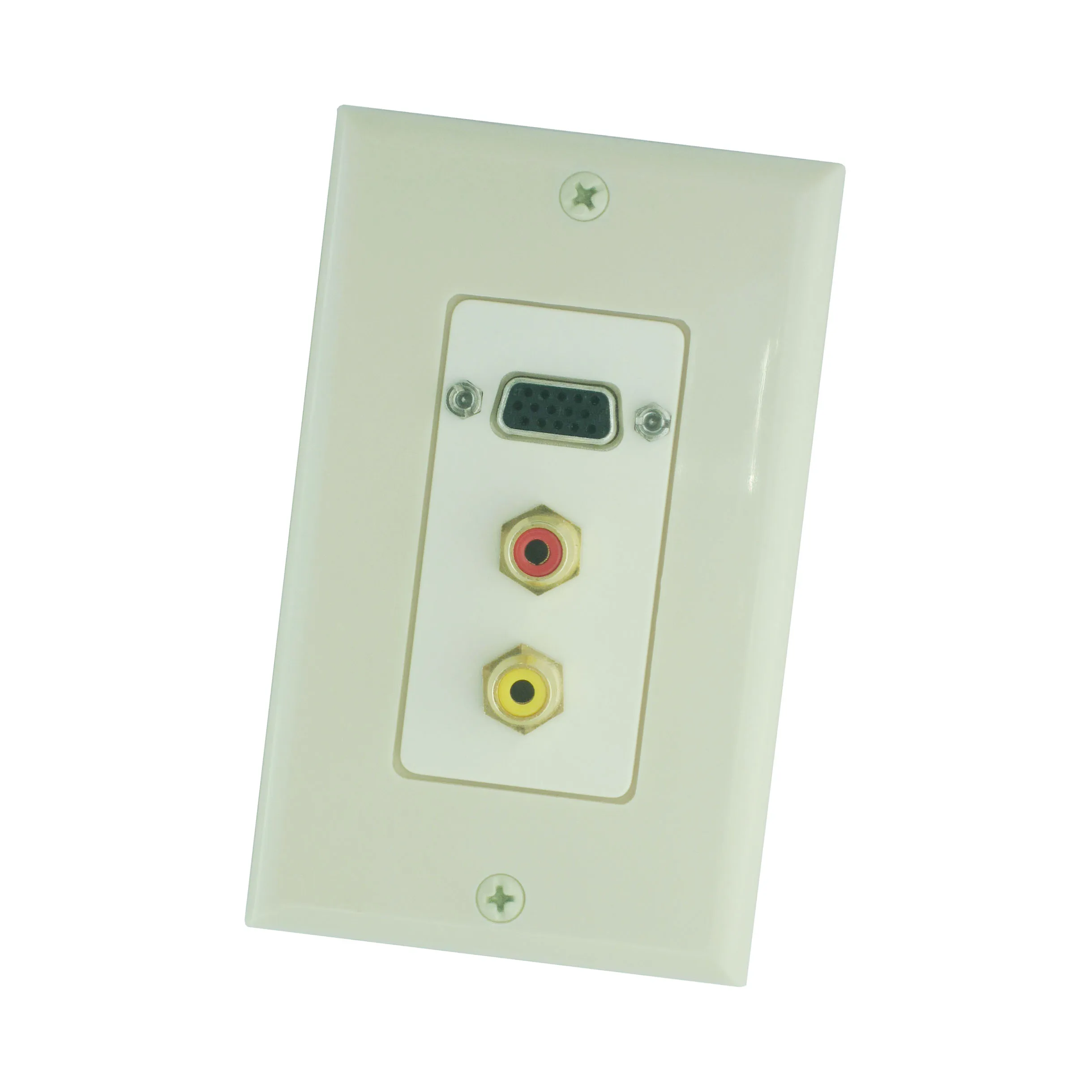 VGA and Dual RCA audio wall plate White American Face plate