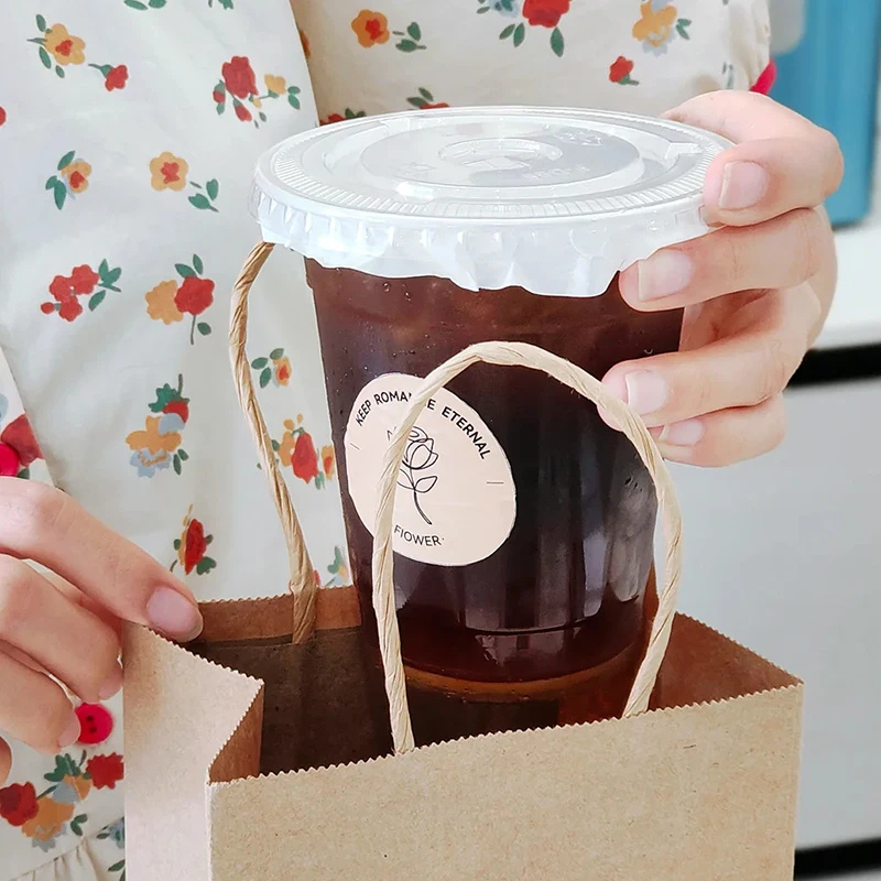 drinking color disposable transparent frosted pet custom boba tea 16oz u shape wholesale juice lid sealing film for plastic cup