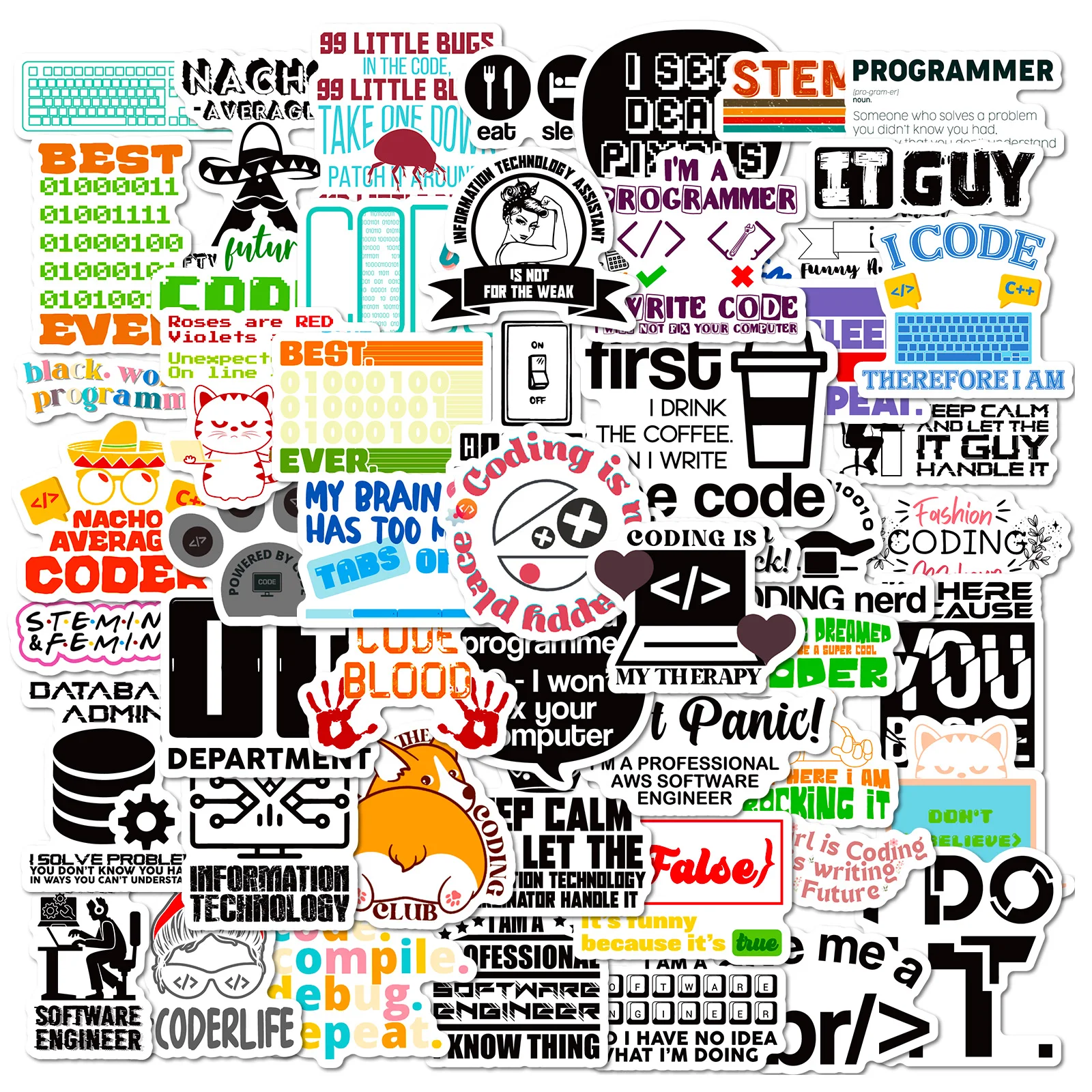 Text Sticker Series : 50pcs Creative Stickers, Cute, Waterproof for Laptops,  bottles,  Luggage, Cars,  Gift Favors & Decor