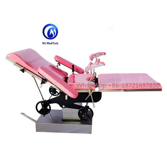 Hydraulic Stainless Steel Multifunction Adjustable Manual Hospital Obstetric Bed Gynecology Operation Delivery Table