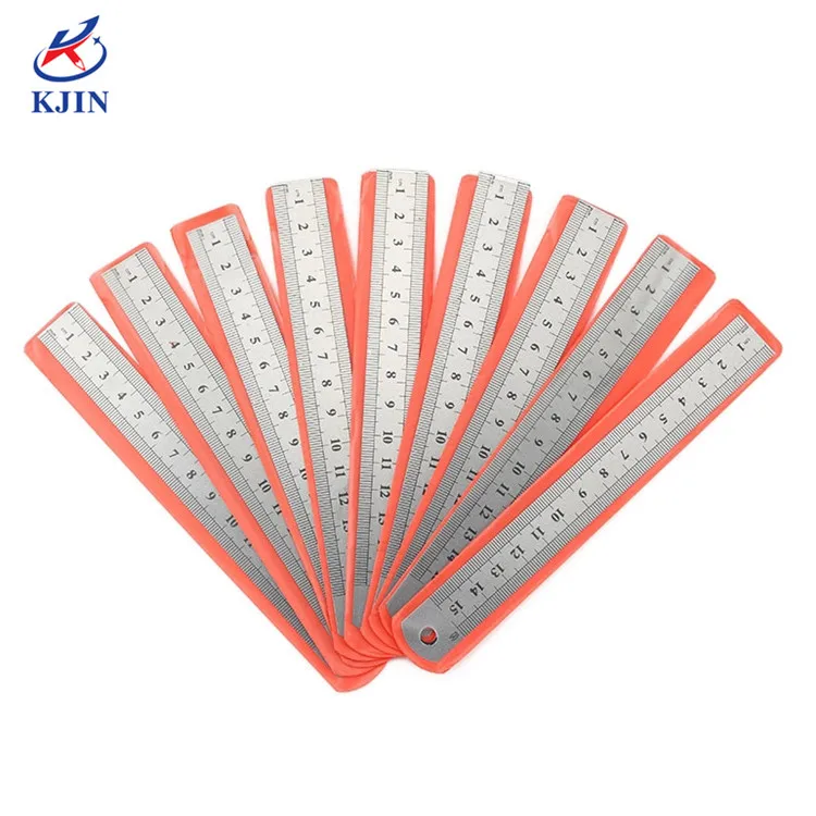 Custom 15CM 20CM 30CM OEM logo Stainless steel ruler, high quality metal scale ruler with metric & inch scale